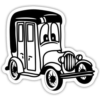 oldie Oldtimer Auto Wagen Fahrzeug witzig - Sticker Größe S (10 x 10 cm) - Mattweiß - Vorne