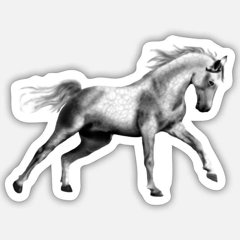 cheval - Sticker taille S (10 x 10 cm) - blanc mat