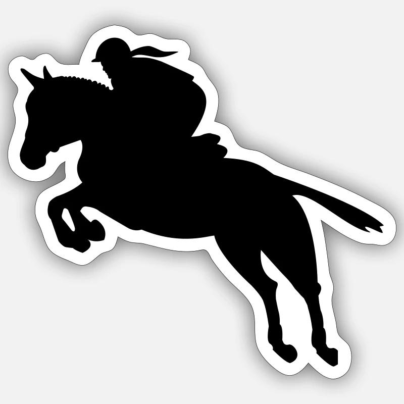 équestre de saut d'obstacles Sticker taille S (10 x 10 cm)