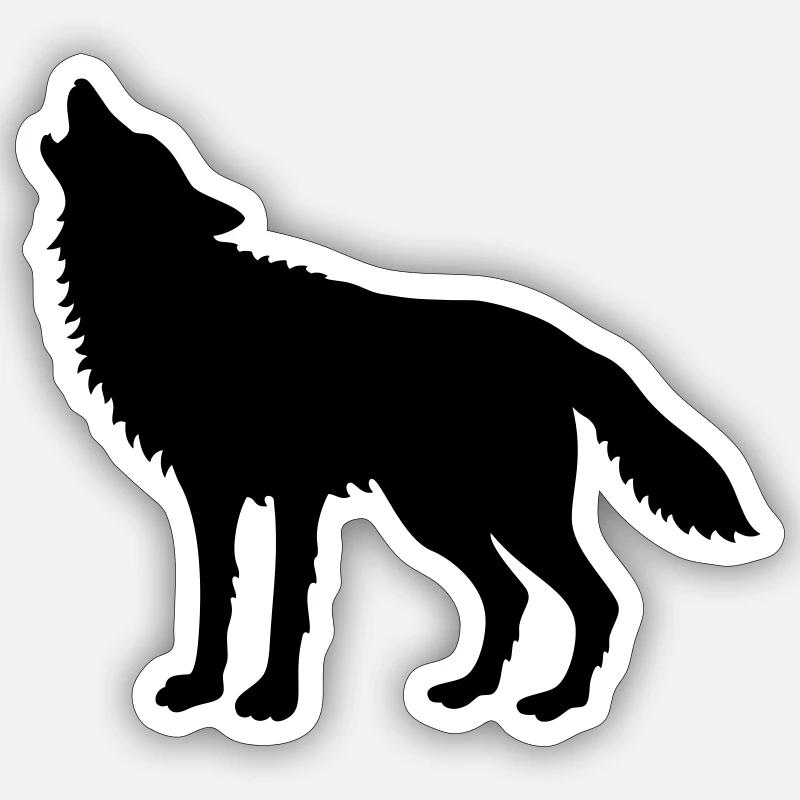 Loup Hurlant (Silhouette) - Sticker taille S (10 x 10 cm) - blanc mat