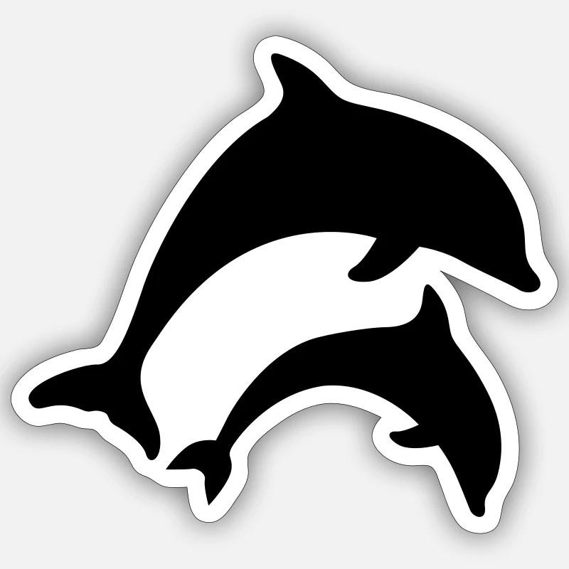 dolphins - Sticker size S (10 x 10 cm) - white matte