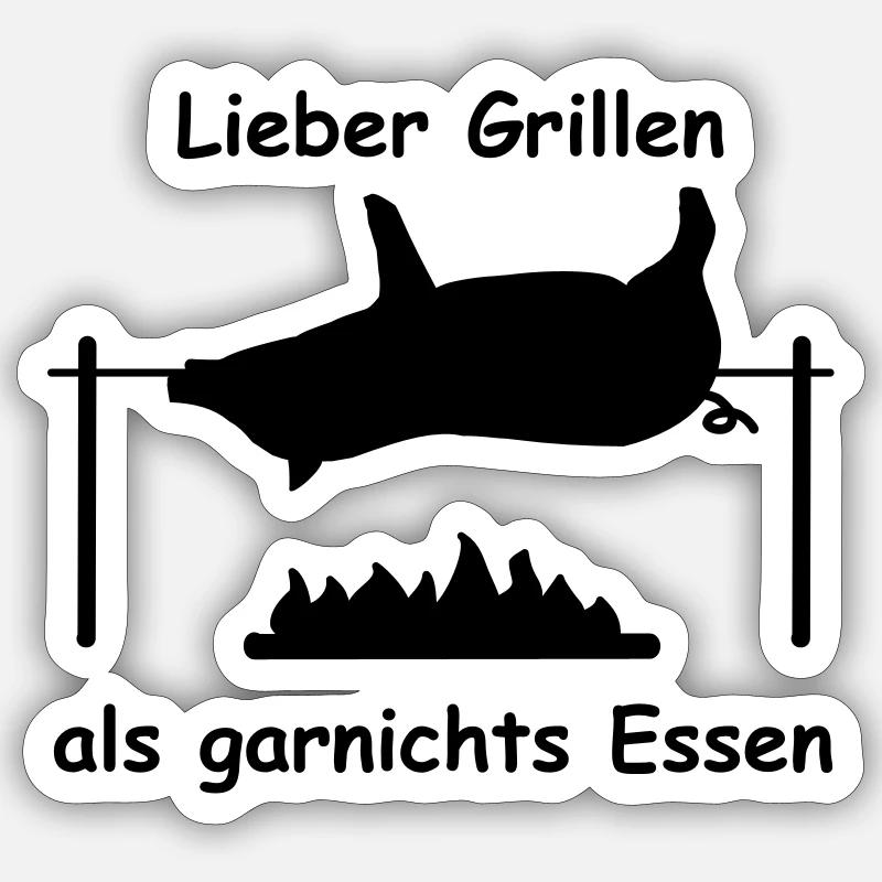 spanferkel grillen speise - Sticker Größe S (10 x 10 cm) - Mattweiß
