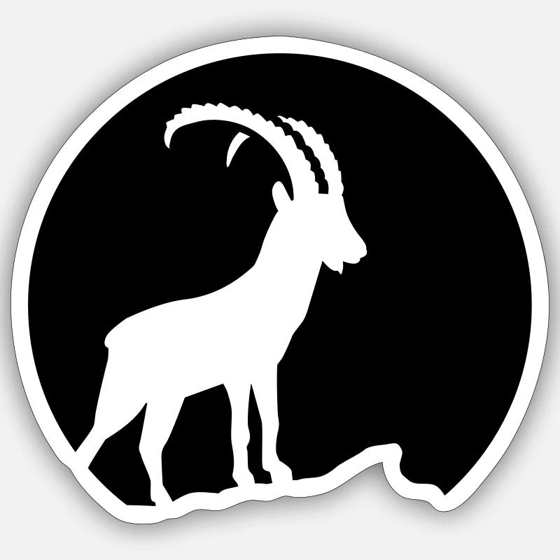 Stambecco - Sticker formato S (10 x 10 cm) - bianco opaco