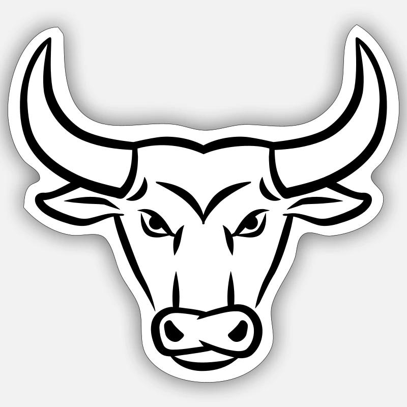 Stier - Sticker Größe S (10 x 10 cm) - Mattweiß