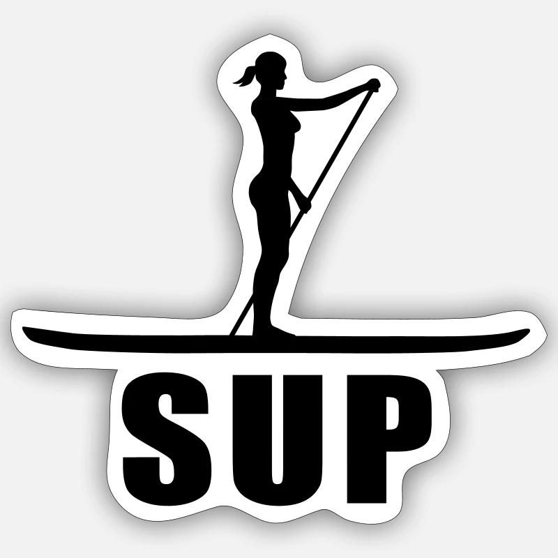 Stand Up Paddling - Sticker Größe S (10 x 10 cm) - Mattweiß