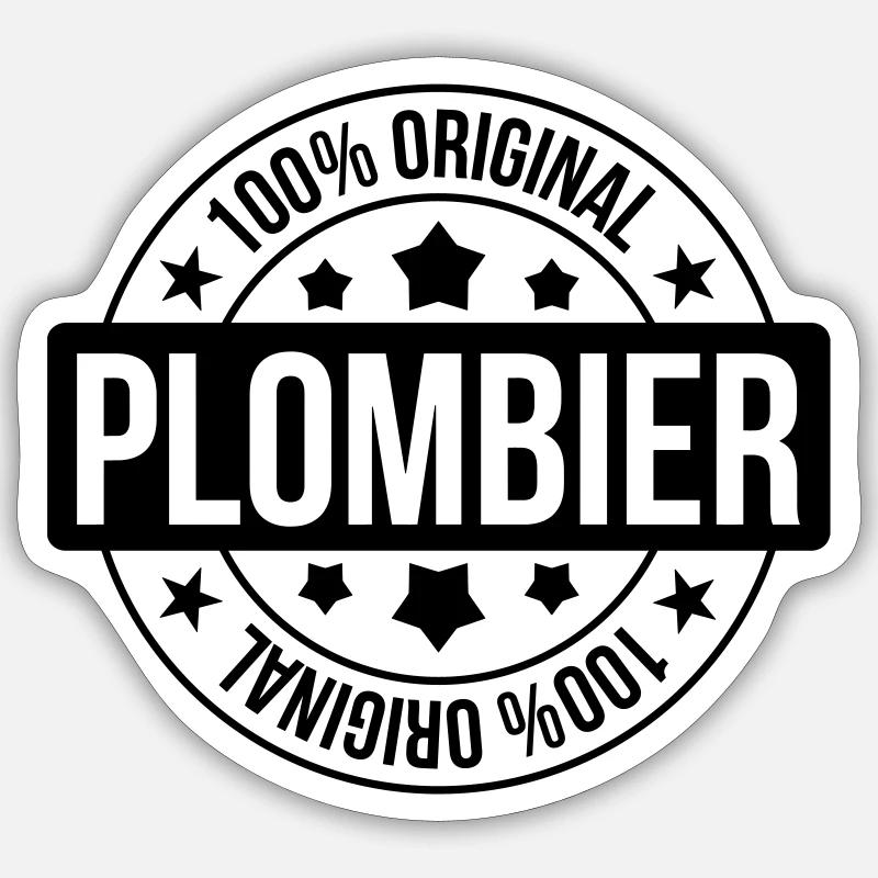 Plombier - Sticker taille S (10 x 10 cm) - blanc mat
