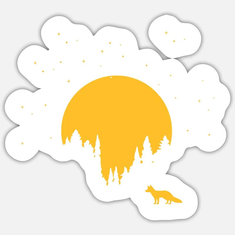 Fox and Moon - Sticker size S (10 x 10 cm) - white matte