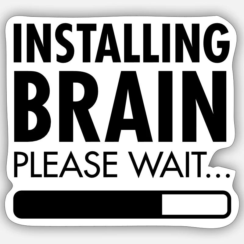 Installing Brain - Sticker size S (10 x 10 cm) - white matte