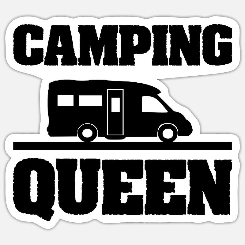 Camping - Sticker taille S (10 x 10 cm) - blanc mat