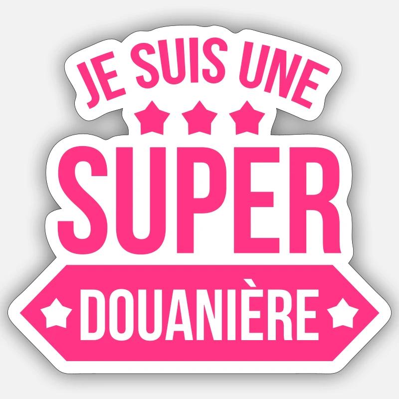 Douanier / Douane / Douanière / Police / Frontière - Sticker taille S (10 x 10 cm) - blanc mat