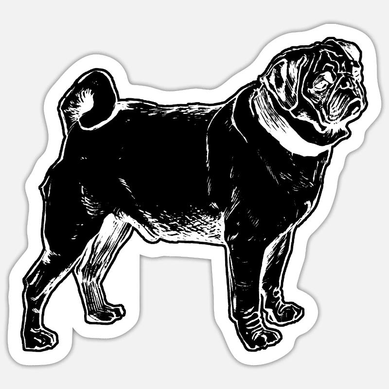 Mops - Sticker Größe S (10 x 10 cm) - Mattweiß