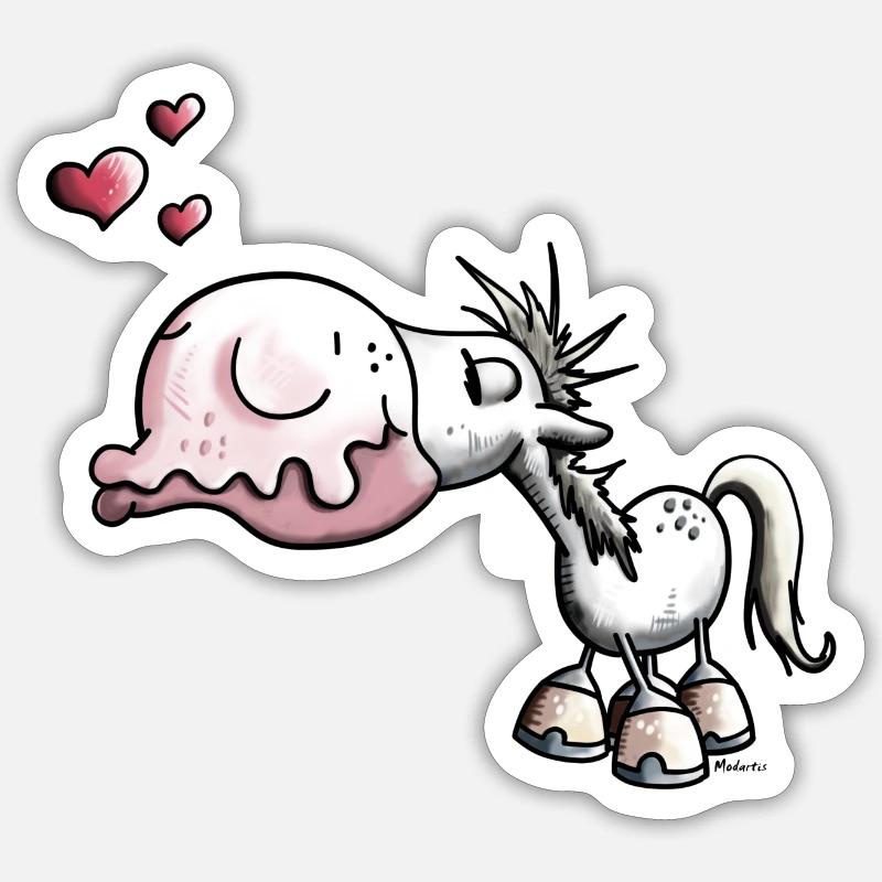 Pferdekuss - Sticker Größe S (10 x 10 cm) - Mattweiß