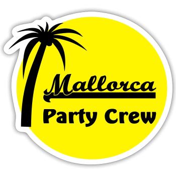 Mallorca Party Crew T-Shirts - Sticker Größe S (10 x 10 cm) - Mattweiß - Vorne