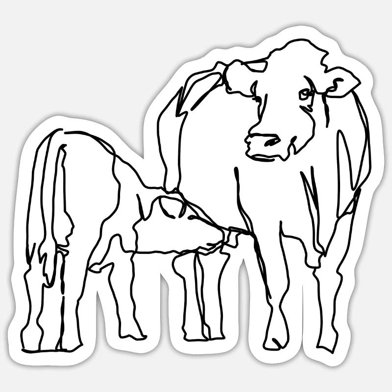 vaches - Sticker taille S (10 x 10 cm) - blanc mat