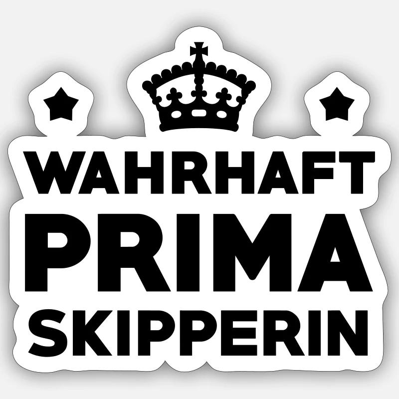 Skipper / Skipperin / Segeln / Windsurfen / Boot - Sticker Größe S (10 x 10 cm) - Mattweiß