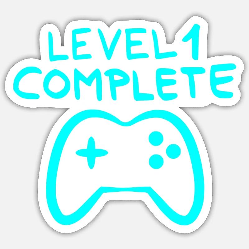 Level 1 complete 1 Geburtstag Spielkonsole - Sticker Größe S (10 x 10 cm) - Mattweiß