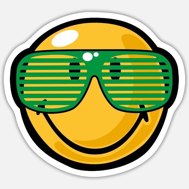 Smiley Sunglasses - Sticker Größe S (10 x 10 cm) - Mattweiß