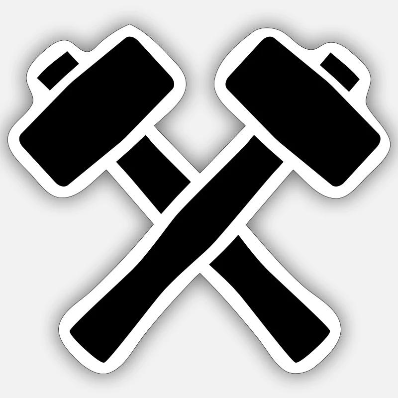 Hammer - Sticker Größe S (10 x 10 cm) - Mattweiß