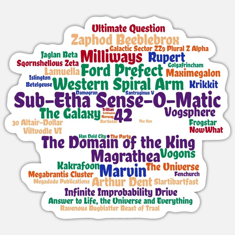 Nuage de mots de science-fiction avec 42 Sticker taille S (10 x 10 cm)