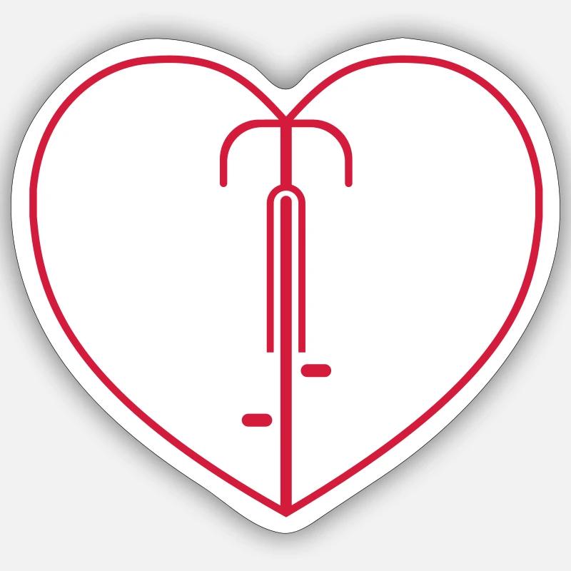 Heart Bike - Sticker Größe S (10 x 10 cm) - Mattweiß