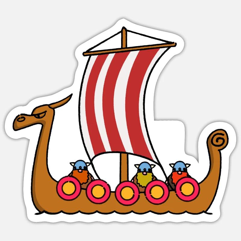 Viking ship - Sticker size S (10 x 10 cm) - white matte