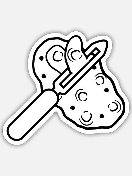 schaeler werkzeug kartoffel schaelen knolle ernte - Sticker Größe S (10 x 10 cm) - Mattweiß