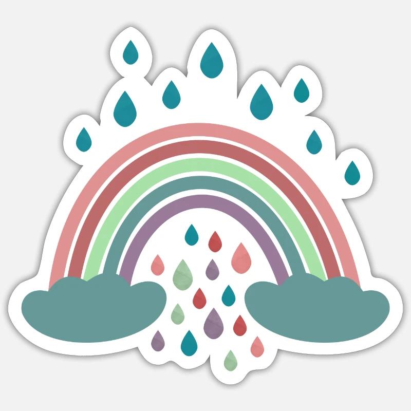 Conception de régenbogen arc-en-ciel heureux - Sticker taille S (10 x 10 cm) - blanc mat