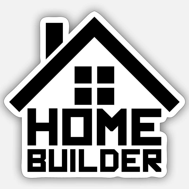 home builder home house build building logo de - Sticker size S (10 x 10 cm) - white matte