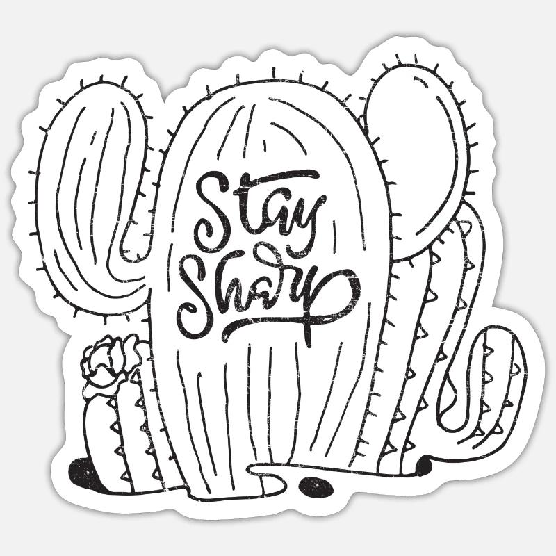 Stay Sharp | Cool Cactus Illustration Design Sticker taille S (10 x 10 cm)