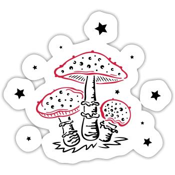 Fly agaric, fungi with stars, mushrooms - Sticker size S (10 x 10 cm) - white matte - Front