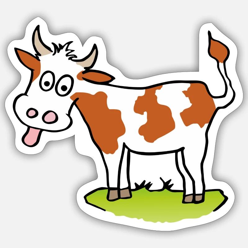 vache drôle - Sticker taille S (10 x 10 cm) - blanc mat