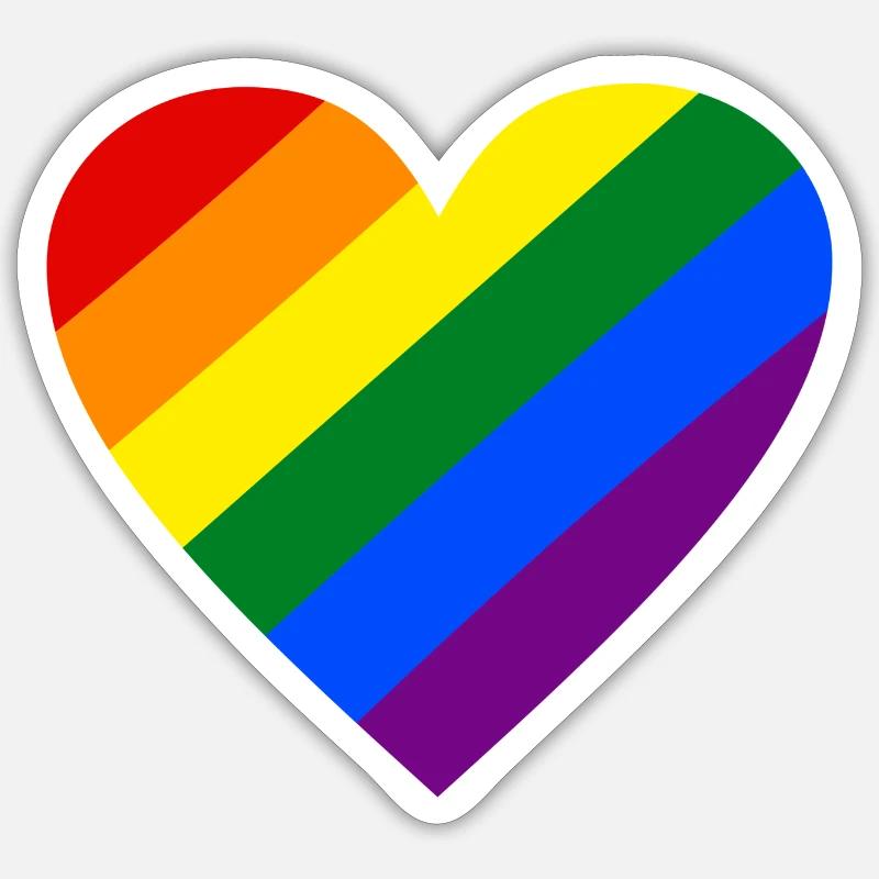 Rainbow Heart - Sticker taille S (10 x 10 cm) - blanc mat