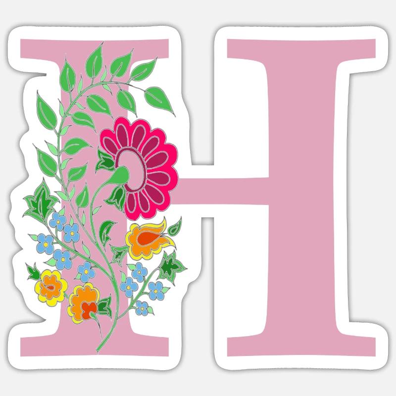 fleur 12 rouge avec h - Sticker taille S (10 x 10 cm) - blanc mat