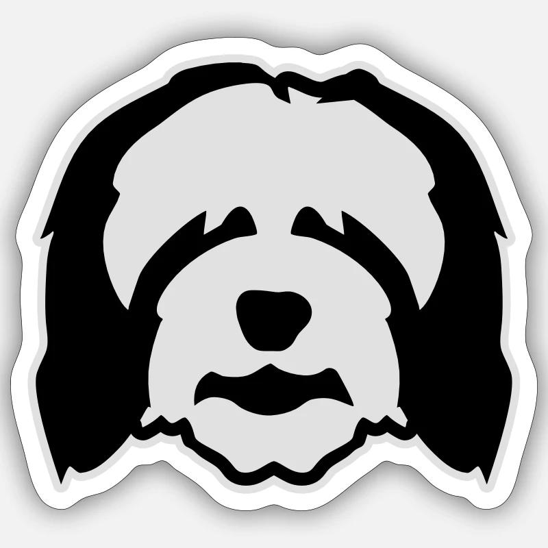 Bearded Collie - Sticker taille S (10 x 10 cm) - blanc mat