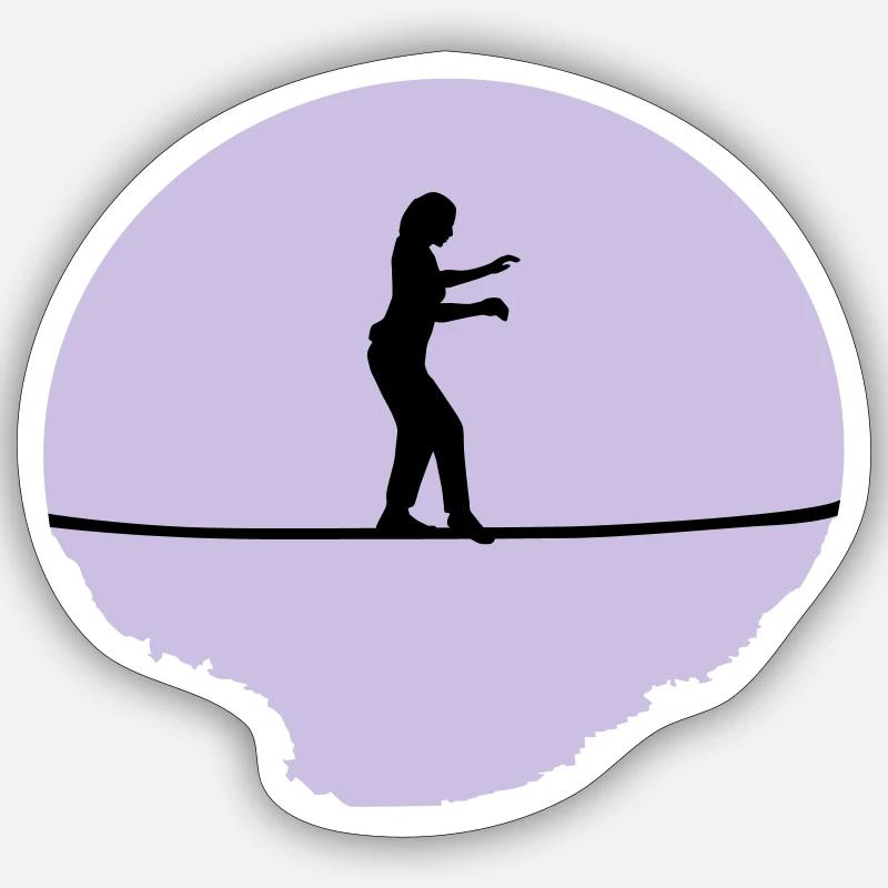 Slacklining Woman - Sticker size S (10 x 10 cm) - white matte