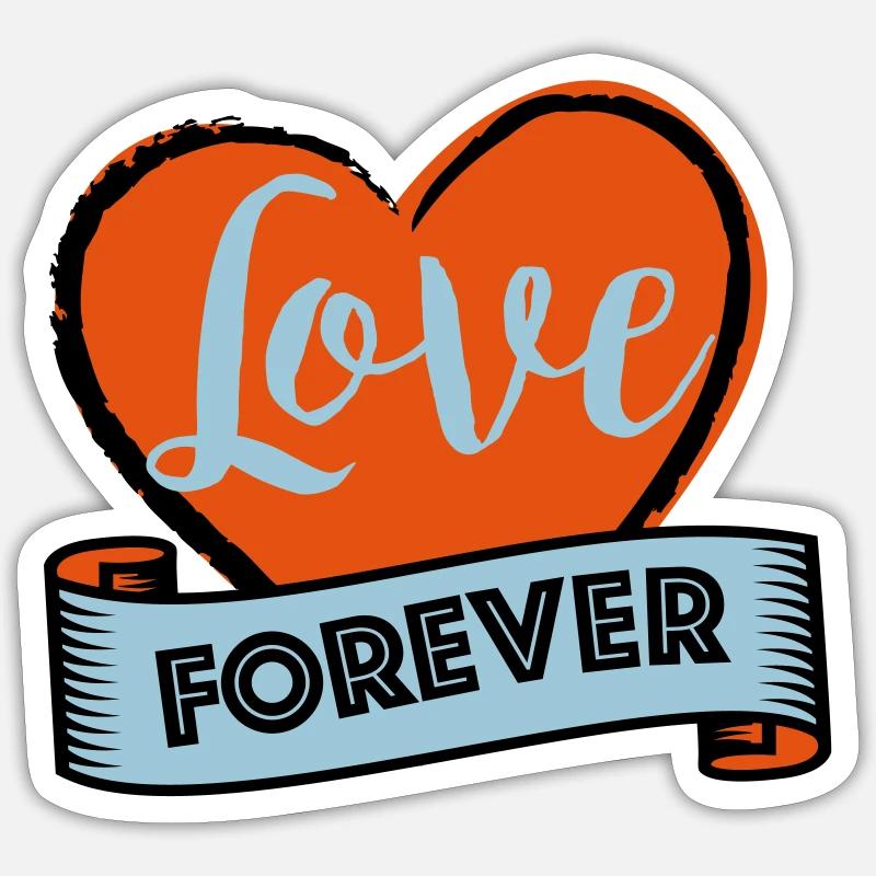 Love forever blue and red - Saint Valentin Sticker taille S (10 x 10 cm)