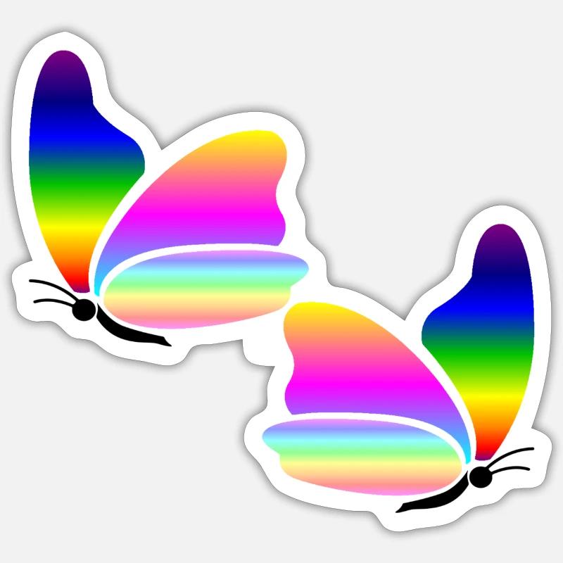 Papillon arc-en-ciel Sticker taille S (10 x 10 cm)