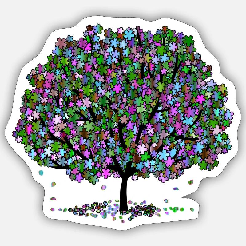 Bunter Baum - Sticker Größe S (10 x 10 cm) - Mattweiß