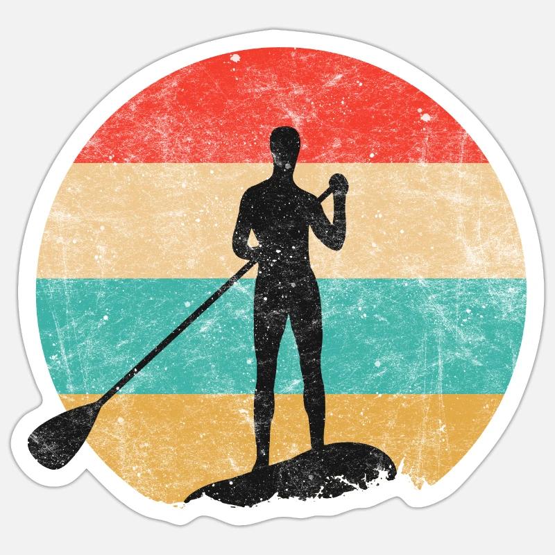 paddle with board - Sticker size S (10 x 10 cm) - white matte