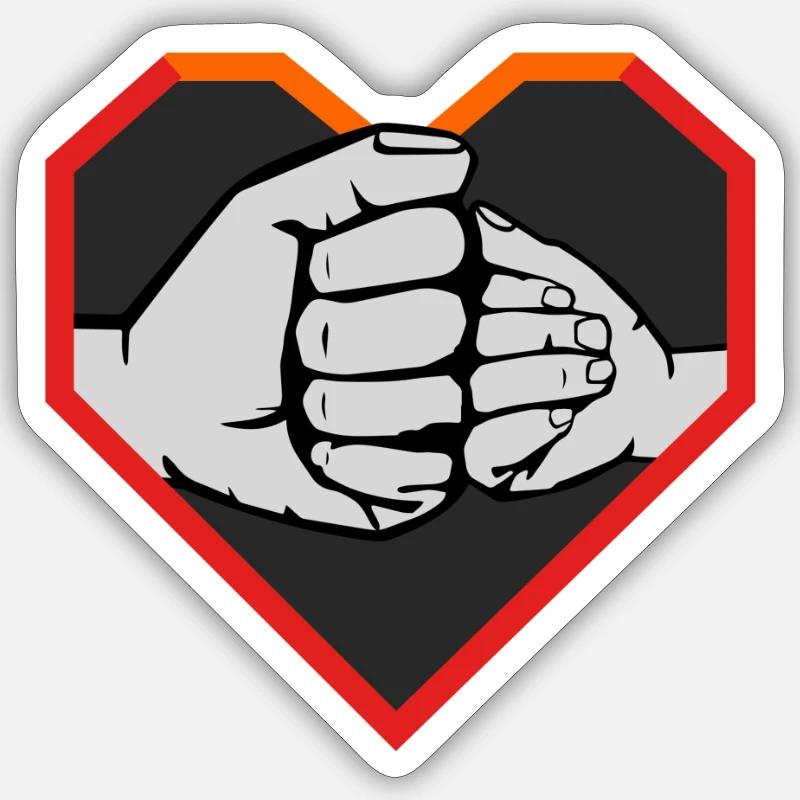 Symbol - Herz Faust - Sticker Größe S (10 x 10 cm) - Mattweiß
