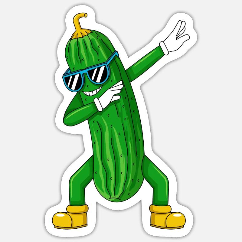 Dabbing Gurke Dab Tanz Geschenk Geburtstag - Sticker Größe S (10 x 10 cm) - Mattweiß