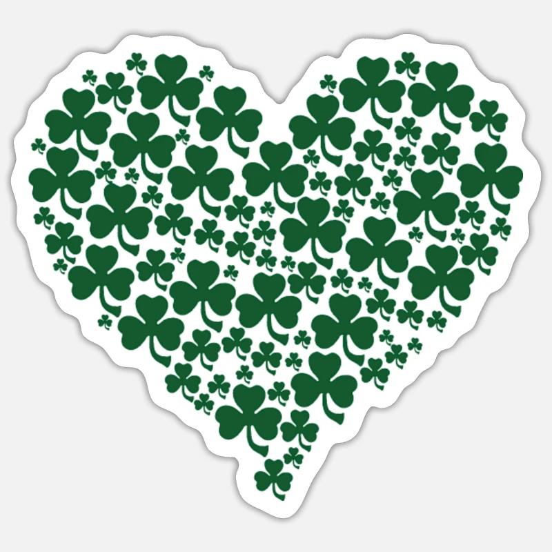 Three leaf clovers in gift heart Sticker size S (10 x 10 cm)
