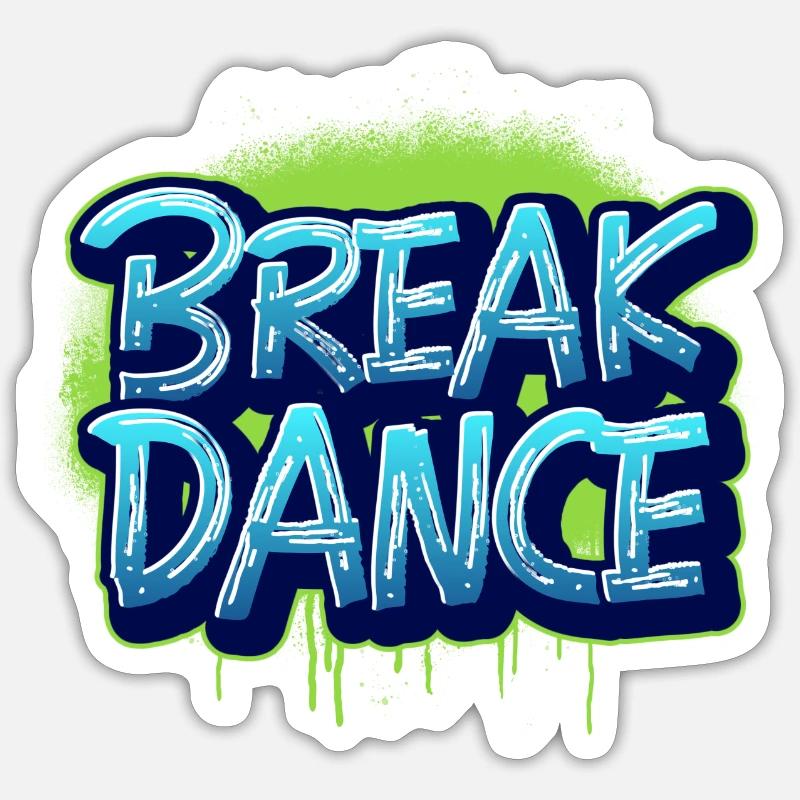break dance - Sticker taille S (10 x 10 cm) - blanc mat