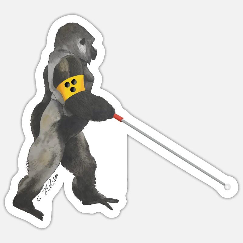 blind gorilla - Sticker size S (10 x 10 cm) - white matte