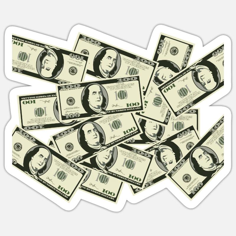 Masque de visage Argent liquide Billets en dollars - Sticker taille S (10 x 10 cm) - blanc mat