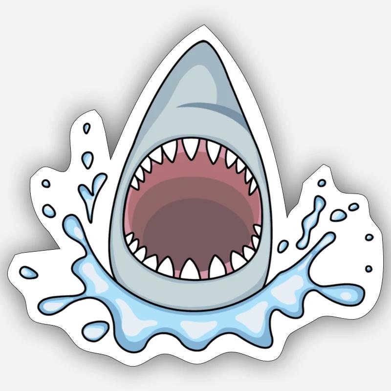 DENTS DE POISSON DE REQUIN - Sticker taille S (10 x 10 cm) - blanc mat