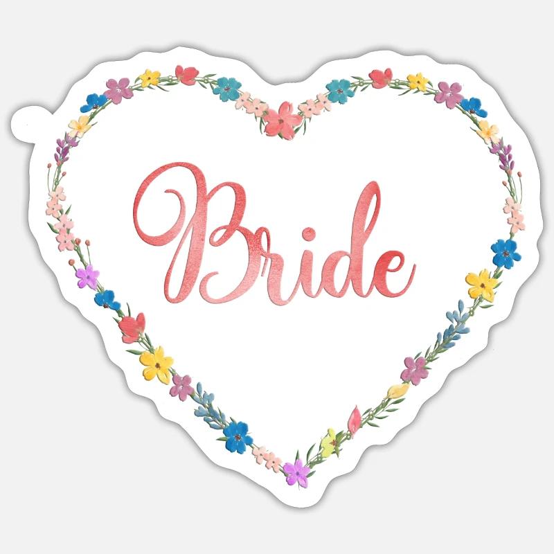 Team Bride Fowerpower Heart - Sticker taille S (10 x 10 cm) - blanc mat
