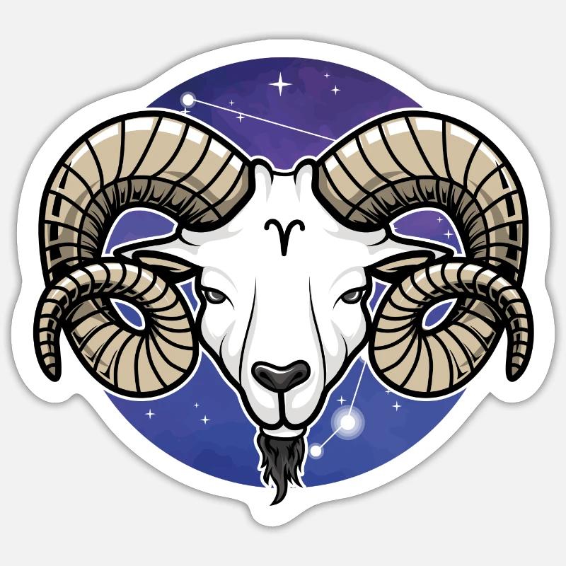 Sternzeichen Widder - Sticker Größe S (10 x 10 cm) - Mattweiß