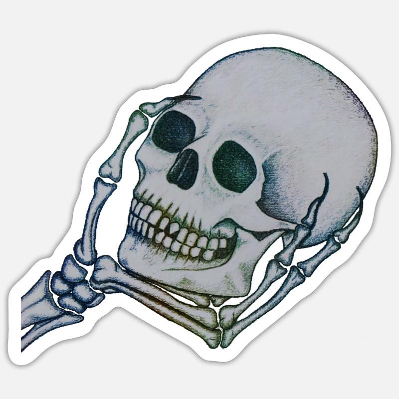 HELLFARBIGER SCHÄDEL - Sticker Größe S (10 x 10 cm) - Mattweiß
