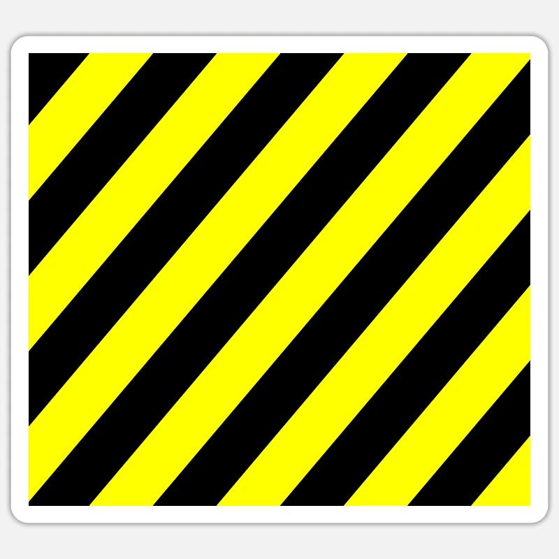 Absperrband schwarz gelb - Sticker Größe S (10 x 10 cm) - Mattweiß